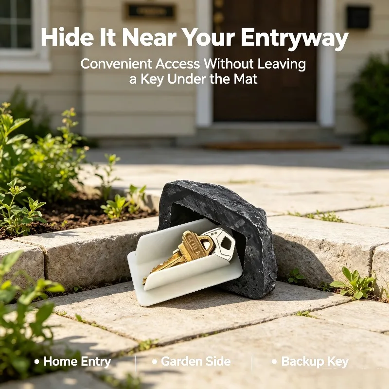 2026 New Simulation Stone Hidden Key Box Safe - Outdoor Garden Security Storage Fake Rock for Spare Key Holder and Hiding