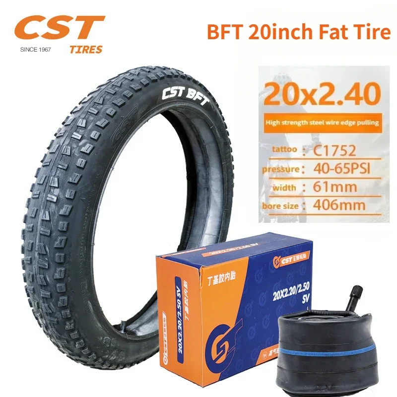 BFT 20inch Fat Tire Bicycle Tire 20X2.40 Suitable for children's bicycles and mountain off-road vehicles 20X2.4  61-406 CST tire