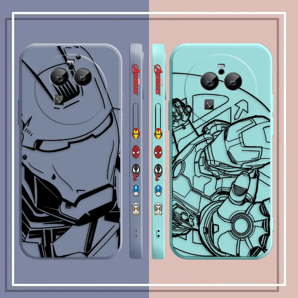 Marvel Iron Man Line Comic Phone Case For OPPO FIND X5 X6 X3 X2 REALME X7 X50 RENO ACE 2 2Z 4Z 4 6 7 Lite 5Z 5F 4G 5G PRO Case