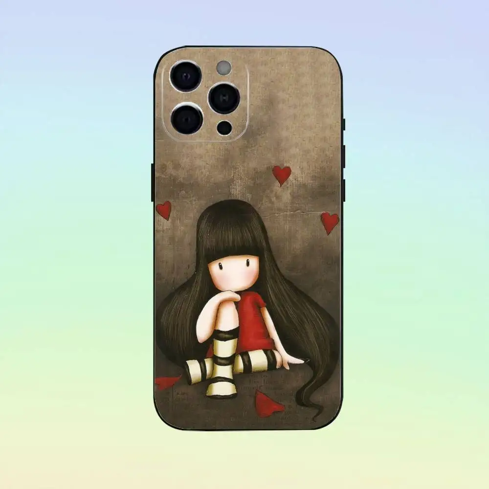 Simpatica custodia per telefono S-Santoro G-Gorjuss per iPhone 17, 16,15,14,13,12,11, altre cover nera in morbido silicone