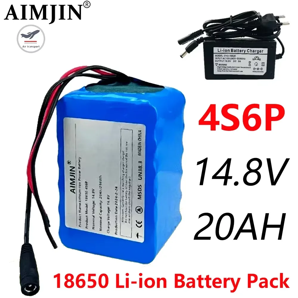 

100% New 14.8V 20Ah 4S6P 18650 Li-iom Battery Pack Night Fishing Lamp Heater Miner's Amplifier Batteries with BMS