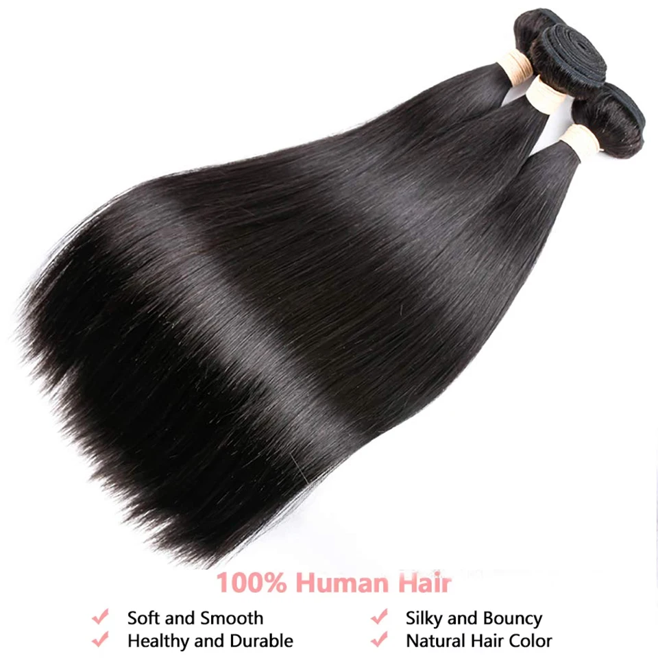 สีดําธรรมชาติบราซิลตรง 100% Human Hair 38 40 นิ้วยาวผมหนา Unprocessed Remy Hair Extension