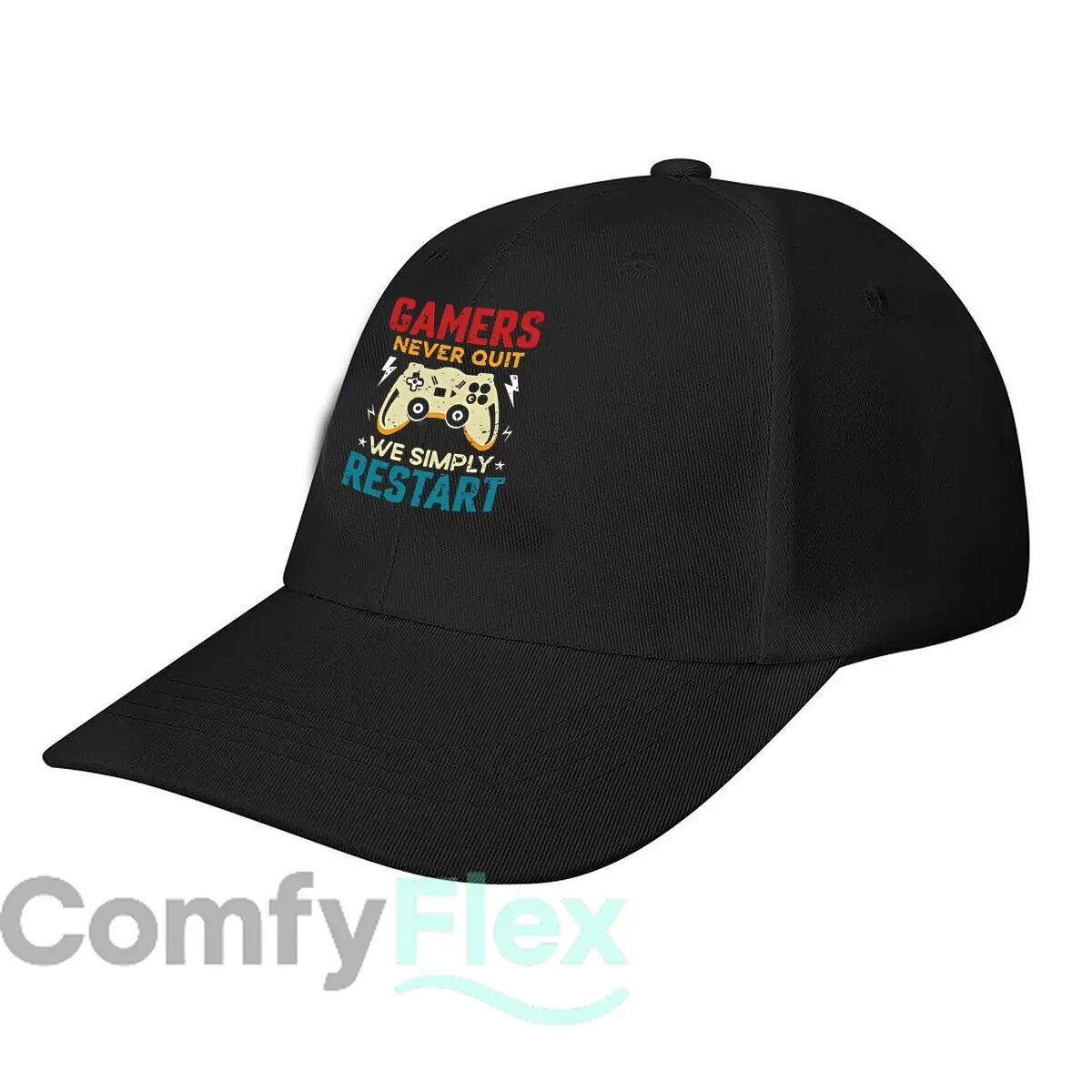 Gamers Never Quit Restart Game Controller Baseball Cap Fashion Men Sunhat Women's Outdoor Sports Snapback Cap
