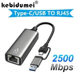 2500Mbps USB Type C Ethernet Adapter USB 3.0 RJ45 Network Card Lan Internet Cable 2.5G Ethernet Gigabit Adapter For MacBook PC