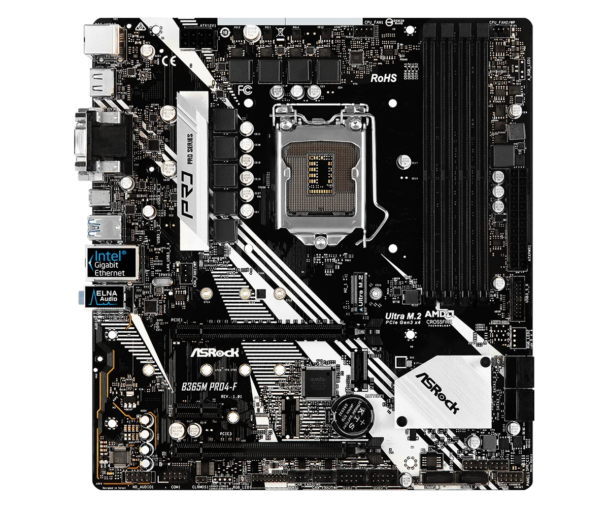 Imagem -03 - Asrock-placa-mãe B365m Pro4-f Intel B365 Lga1151 Suporte I5-9400f I7-9700f I38300 I59600 I7-9700kf Ddr4 64gb Ultra M.2