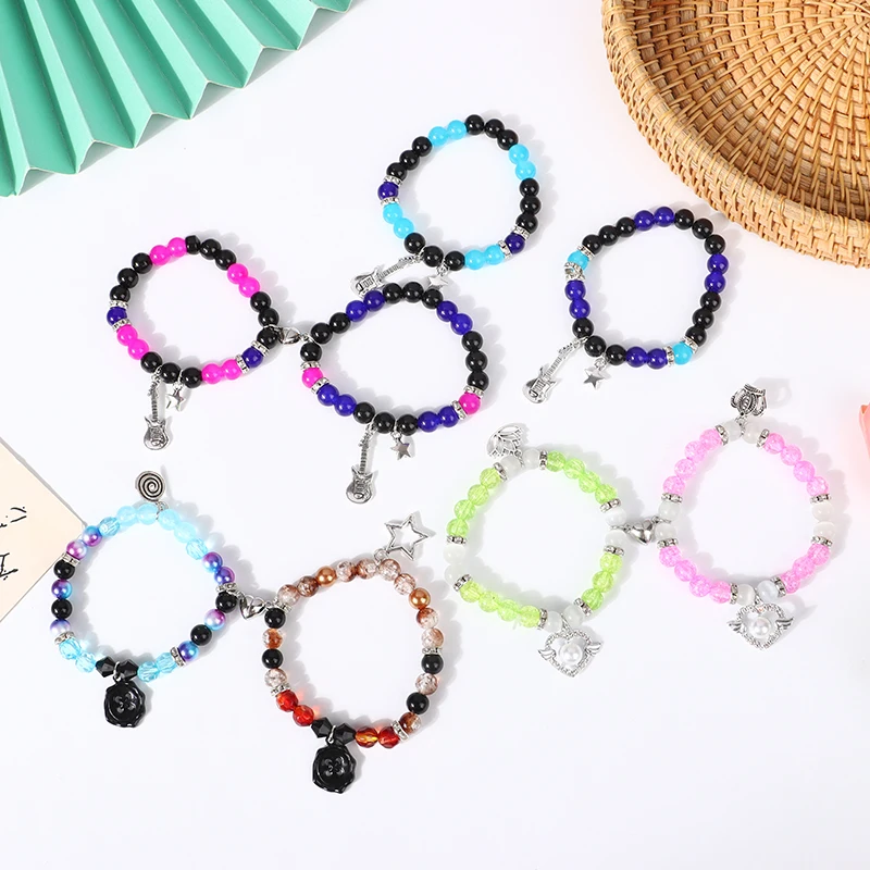 Letter Beaded Love Magnetic Bracelet For Couples Elastic Hand Jewelry Girls Accessories