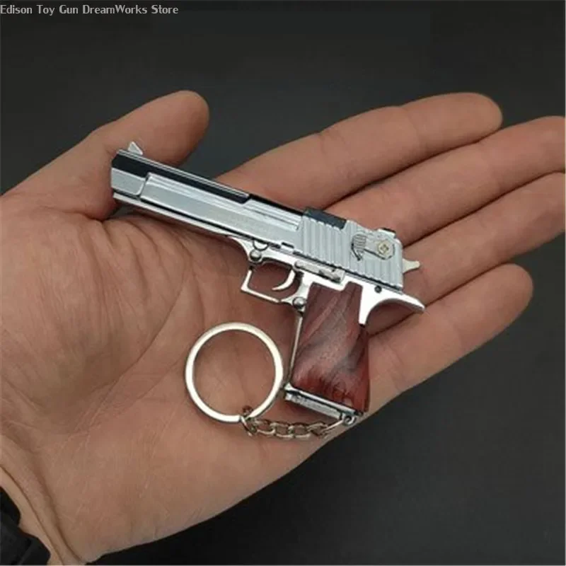 Desert Eagle madeira maciça lidar com Metal arma modelo Keychain, armas de brinquedo miniatura, coleção de pistola de liga pingente, 1:3, novo, 2024