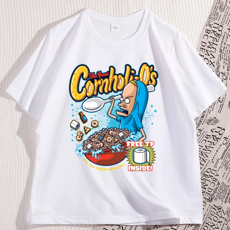 Men T-shirt Funny Beavis & Butthead T-shirts Cool Cotton Short Sleeve Round Neck Printed Tshirt Cartoon Menswear Clothing Y2k
