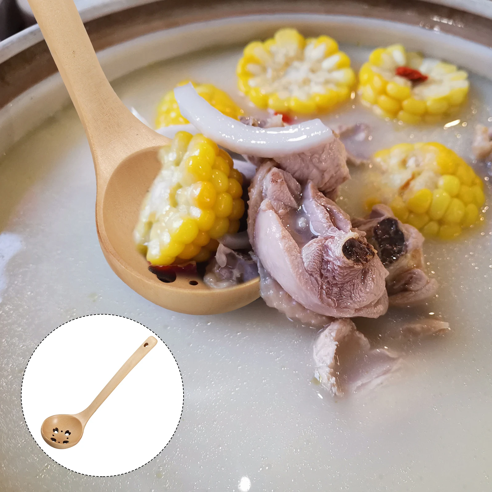 

Wooden Spoon Heart Shaped Lightweight Porridge Hot Pot Soup Spoons Kitchen Utensils Easy Clean Maintain Curved Surface Practical