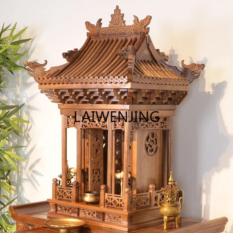 MJY Solid wood Buddhist niche with door Chinese style God of Wealth Buddhist platform