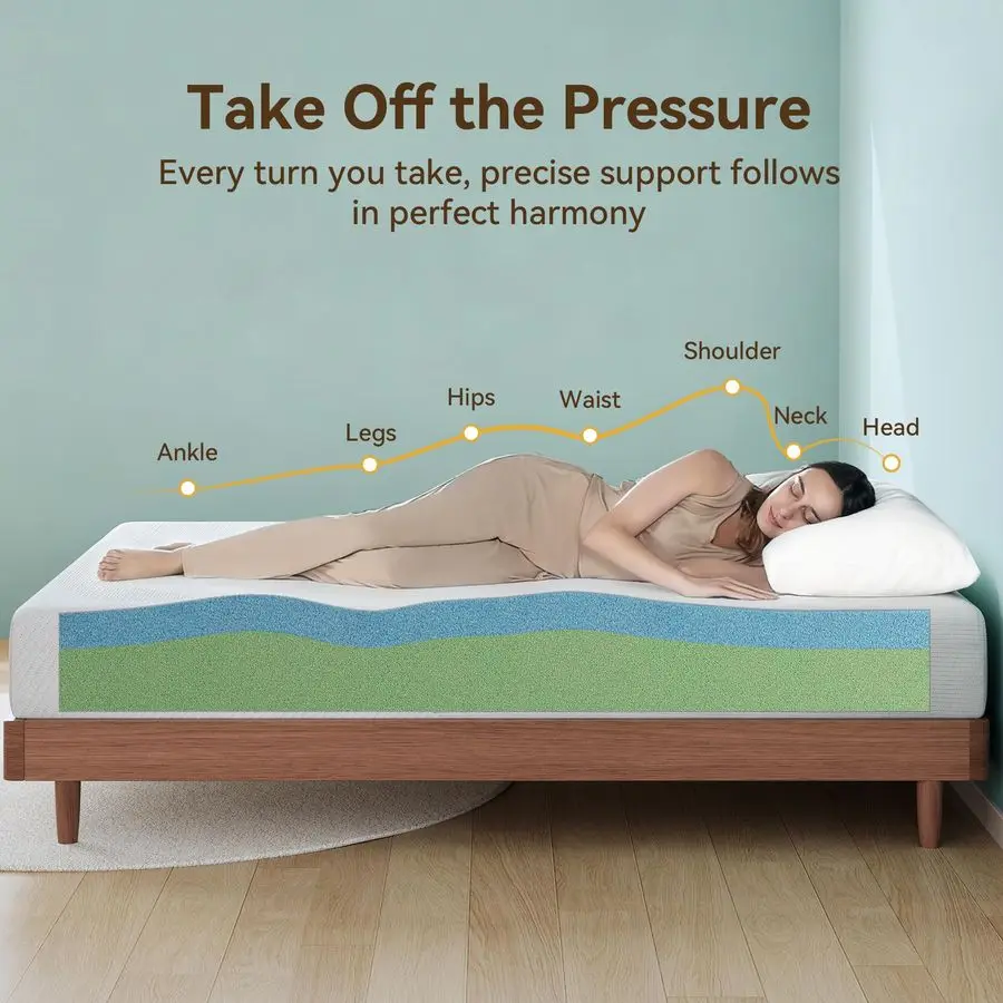 Zoll-Doppelmatratze, mittelfestes Gel-Memory-Schaum, Twin-Size-Matratze in einer Box, Druckentlastung, kein Fiberglas, 100-Nachtentfernung