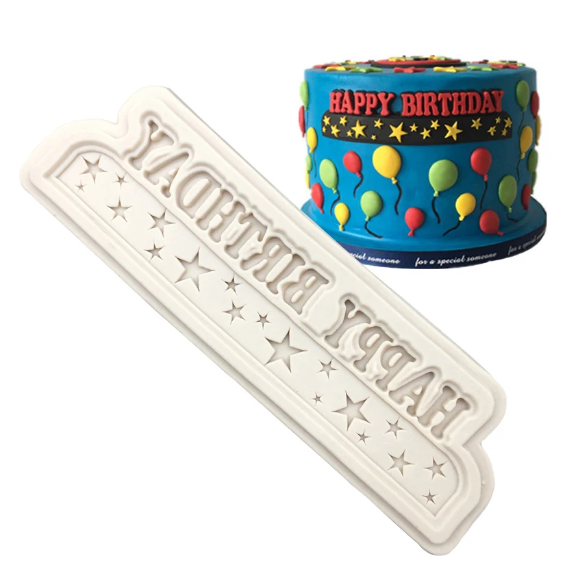 Happy Brithday Silicone Cake Baking Mold Sugarcraft Chocolate Cupcake Resin Tools Fondant Decorating Tools