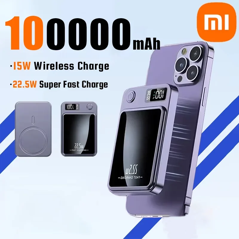 Xiaomi 100000 mAh Power Bank Magnetyczny bezprzewodowy 22,5 W Ultra pojemność Super szybkie ładowanie Magnetyczny Power Bank dla Iphone15 Samsung