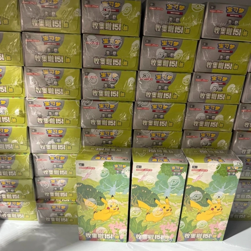 Cartes Ptcg de commerce PokéM0n originales et authentiques, boîte-cadeau du nouvel an 151, Zhu et violet, cadeau chinois authentique pour enfant