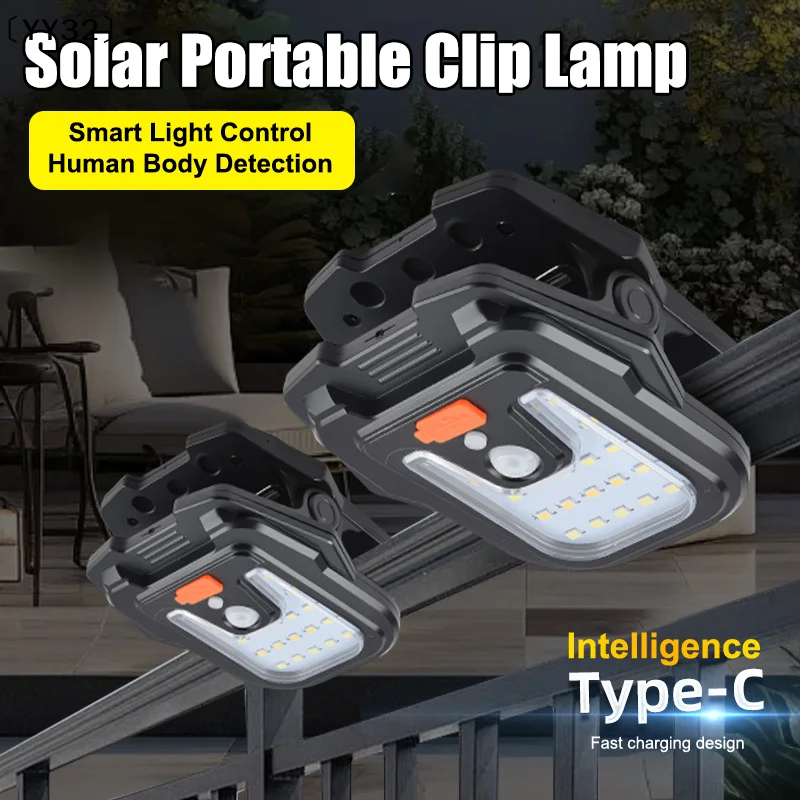 LED Solar Garden Wall Lights With Motion Sensor 4 Working Modes Outdoor Waterproof Lamp Rechargeable Clip Light〔YY32〕