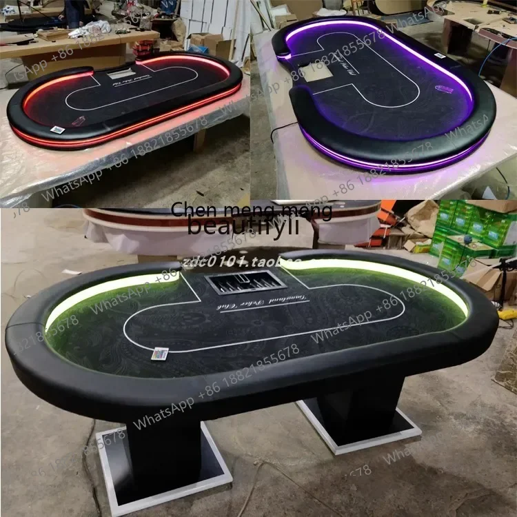 D178 Y Texas Poker Table with Remote Control LED Light Folding Texas Poker Desktop Cloth Cushion