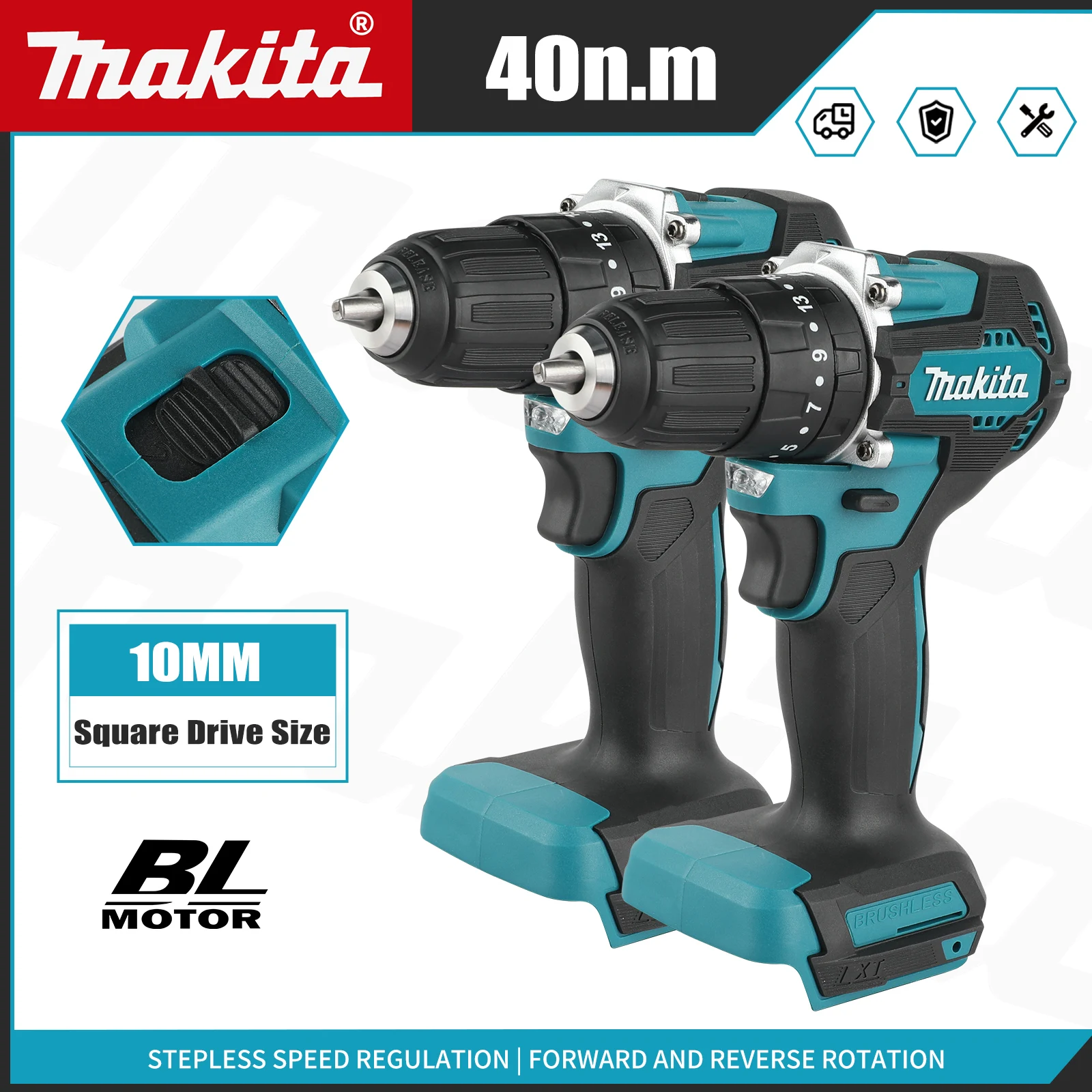 NUEVO Taladro de Impacto Makita DDF487 2026 de 18V sin Escobillas, 40Nm de Torque, Mandril de 10mm, Doble Velocidad, Mango Ergonómico para Uso Doméstico