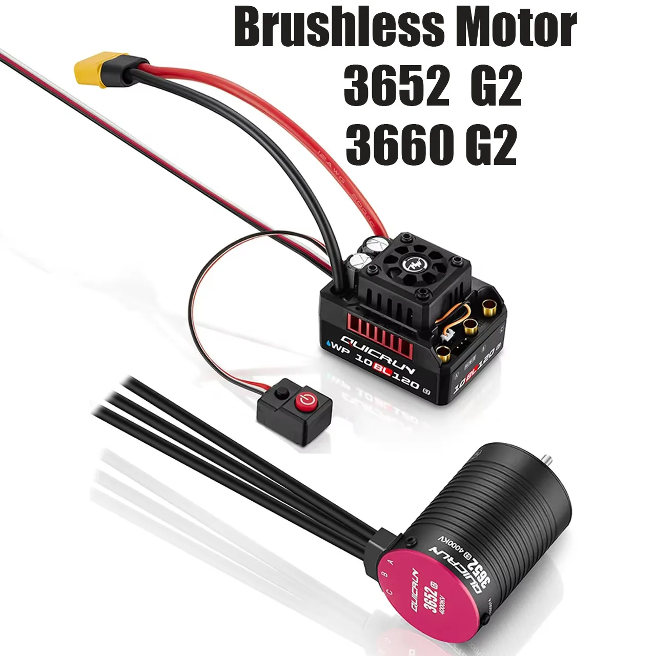 HobbyWing QuicRun 3652 3660 G2 Motor WP-10BL120 G2 120A ESC Brushless Combo For 1/10 Rc Car Buggy Racing Accessories