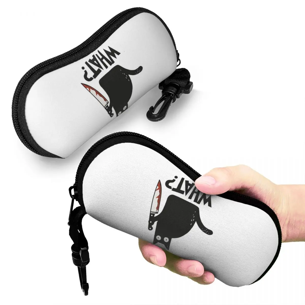 

Cat What Murderous Black Cat With Knife Shell Glasses Case Protector Sunglasses Box Women Men Soft Eyeglasses Bag Pouch