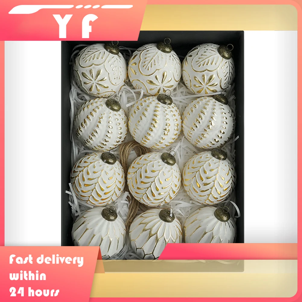 

12 шт. 8 см винтажные рождественские украшения в деревенском стиле-украшения для рождественской елки рождественские шары украшения рождественские сферы кулон