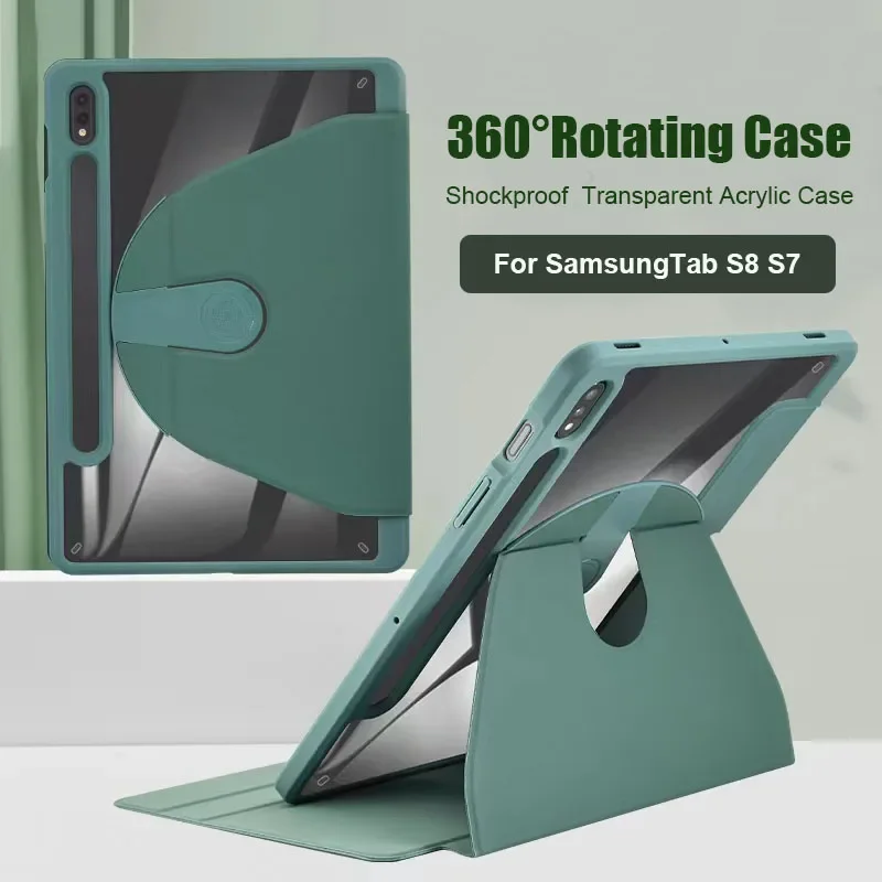 360° rotation Case For Samsung Galaxy Tab S8 S7 S9 S10 plus FE 12.4 Smart Cover Samsung Tab S7 S8 S9 11 Funda Whith S Pen Holder