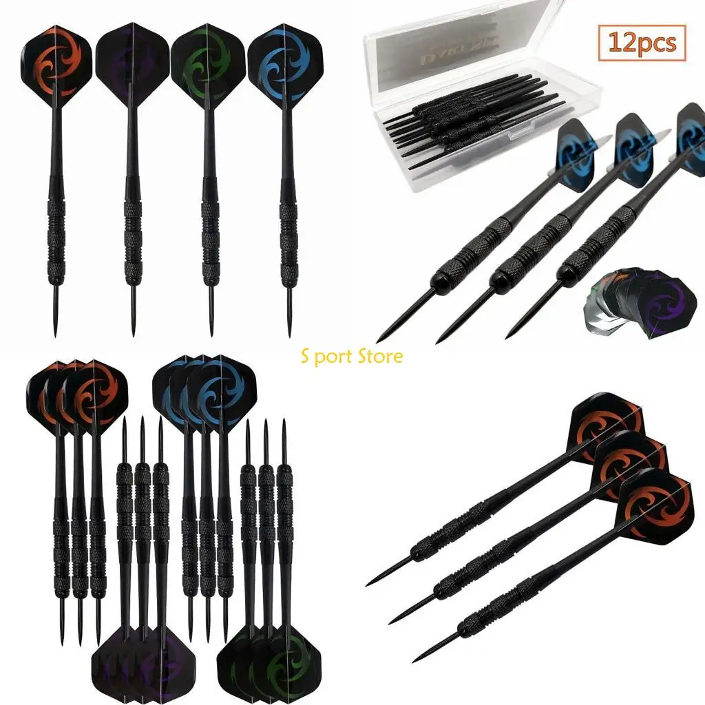 

U2JB 12Pcs/Pack Set Darts Flights Professional Steel Tip Plastic Shaft Darts Steel Tips Set For Dartboard Accessories