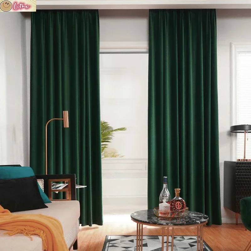 

Velvet Curtains for Living Room Blackout Luxury Decor Bedroom Hall Drapes Green Sheer Window Fabric Blinds Tend Interior Thermal