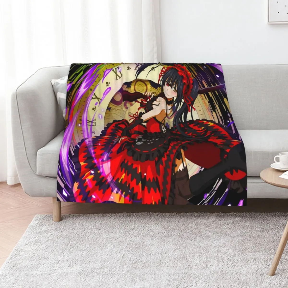 Kurumi Tokisaki | Date A Live | Anime Throw Blanket Moving Bed Fashionable Plaid on the sofa Hair Soft Stuffeds Blankets