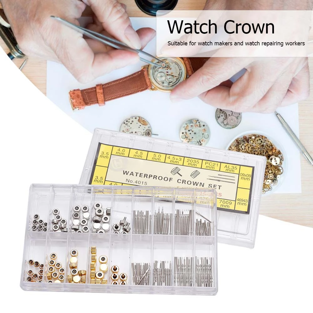 Watch Crown Spring Bar Stainless Steel Watch Crown Spring Set Watch Repairing Tool Accessory for Watchmaker Watch Crown