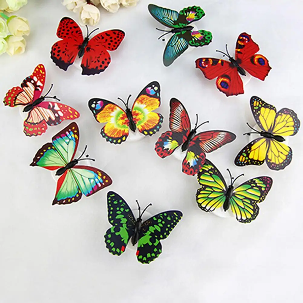 Butterfly Night Lights Pasteable 3D Butterfly Wall Stickers Lamps Home Decoration DIY Living Room Wall Sticker Lighting