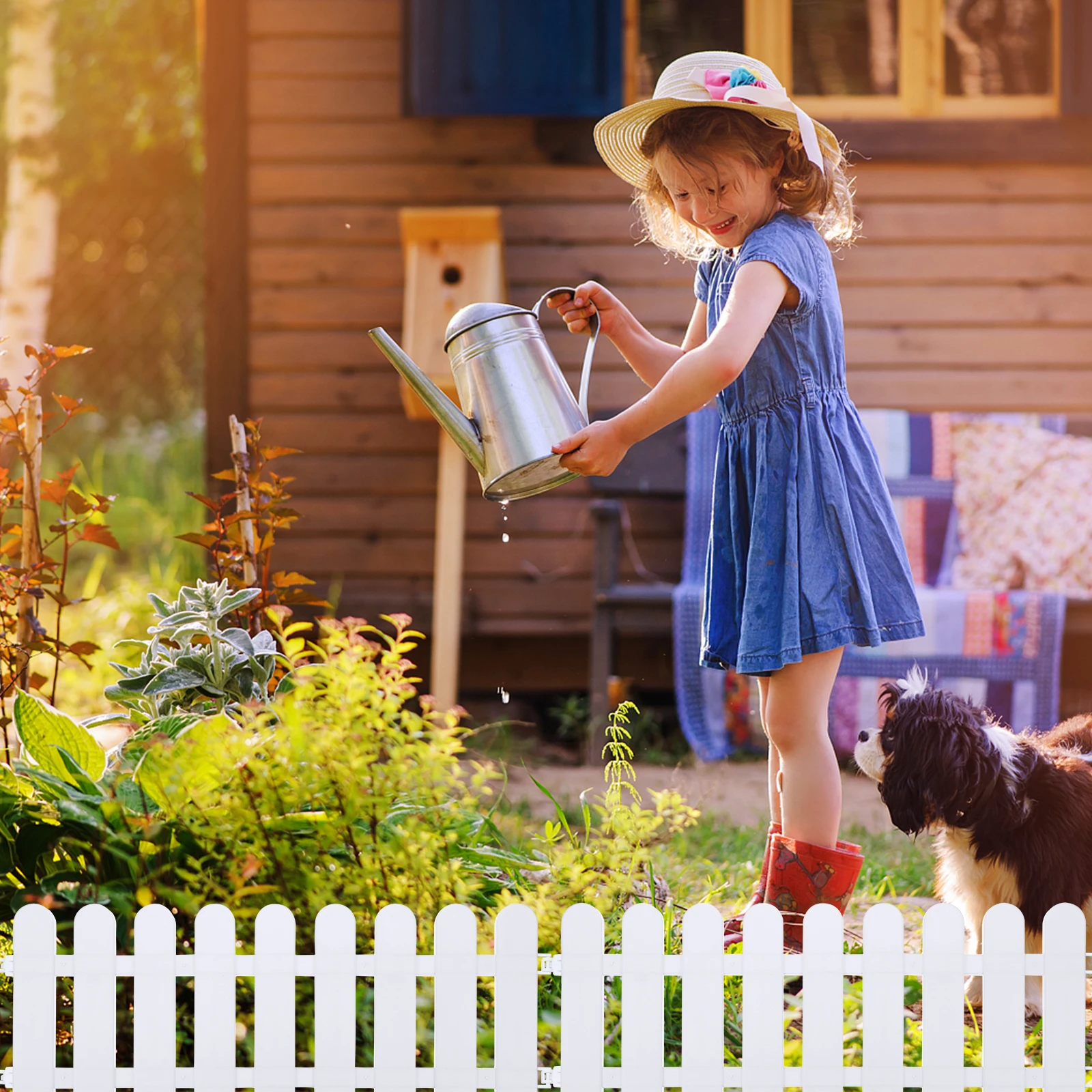 

White Fence Garden Driveway Guardrail Decorative Plastic Flower Bed Fencing Edging Panels Fences