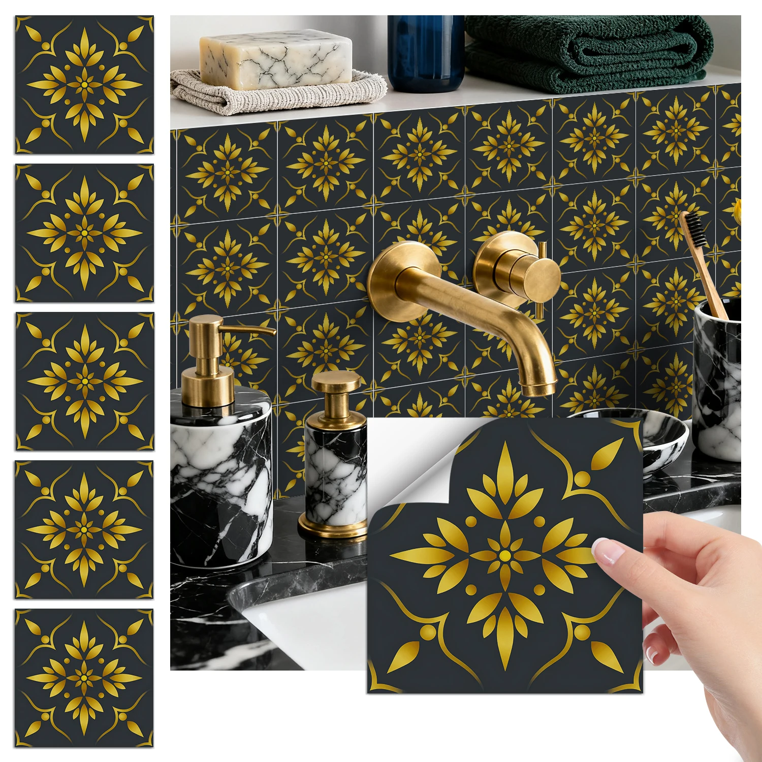 

Stickers muraux bohème tuiles autocollantes décoration murale, cuisine, résistant à l'usure, décoration intérieure 36 pièces