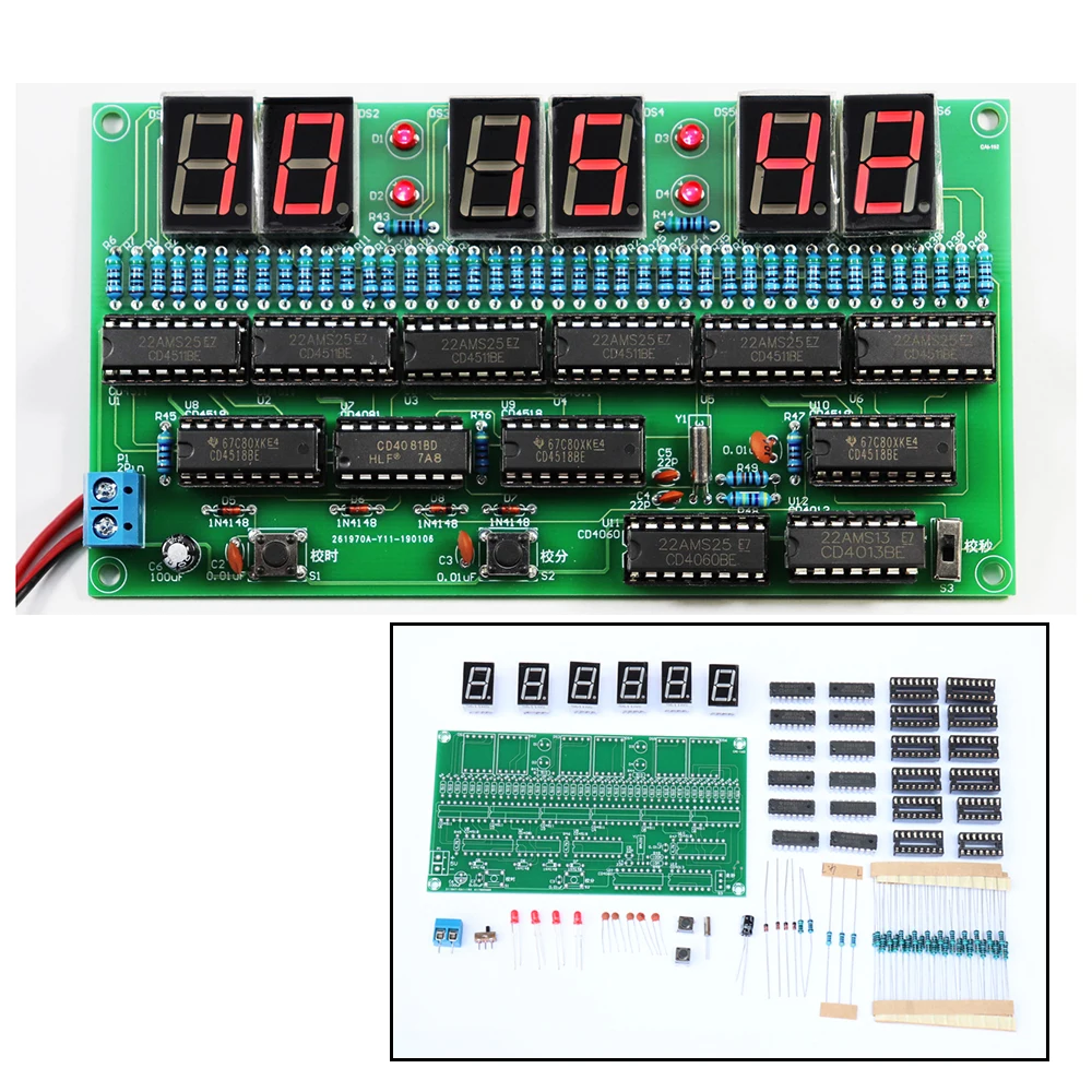 

DIY Electronic Clock kit 6 bit Digital tube electric circuit Clock Production kit Skill Contest Training Materials for Adults