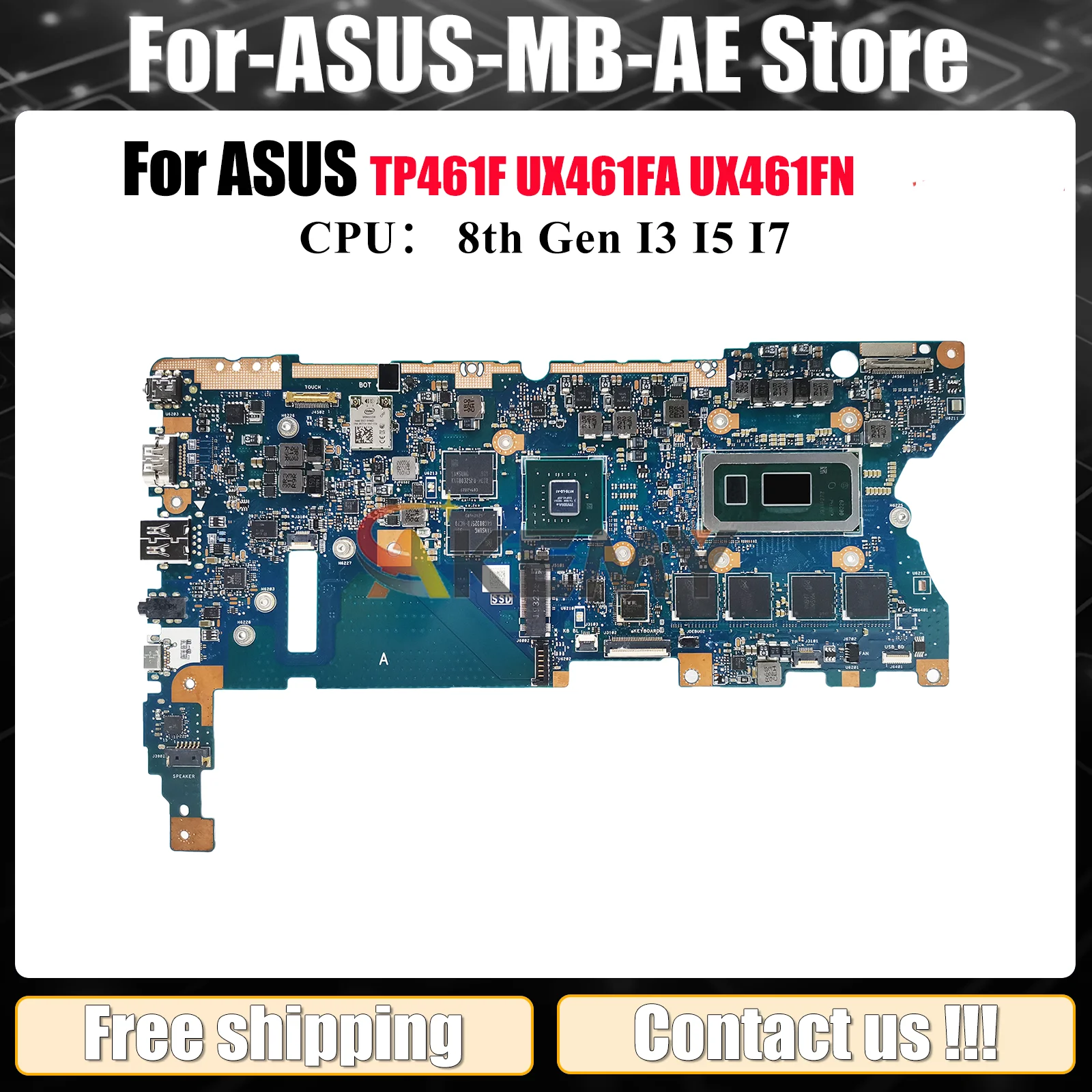 

UX461FN Laptop Motherboard For ASUS ZenBook UX461 TP461UN UX46UN TP461UA Notebook Mainboard With I3 I5 I7 CPU 100% tests OK stk