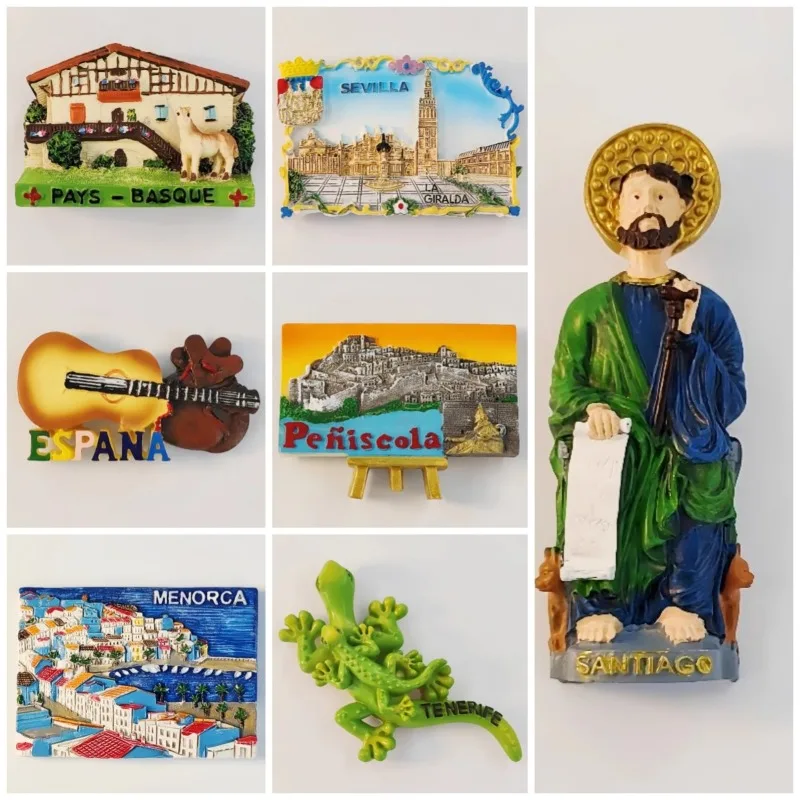 Imanes de nevera de España, Barcelona, Malaga, Toledo Sagrada Família Bilbao, recuerdos de viaje, regalos, decoración del hogar, pegatinas para nevera