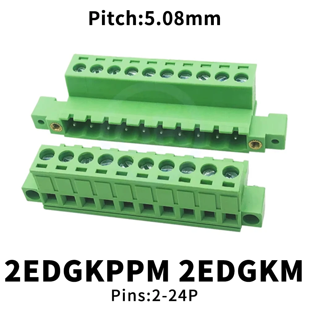 (5 Sets) KF 2EDGKPMA 2EDGKM 5.08mm Solderless Butt Panel Through Wall Terminal Block 5.08 Flange Fixed Plug-in 2EDGKPPM
