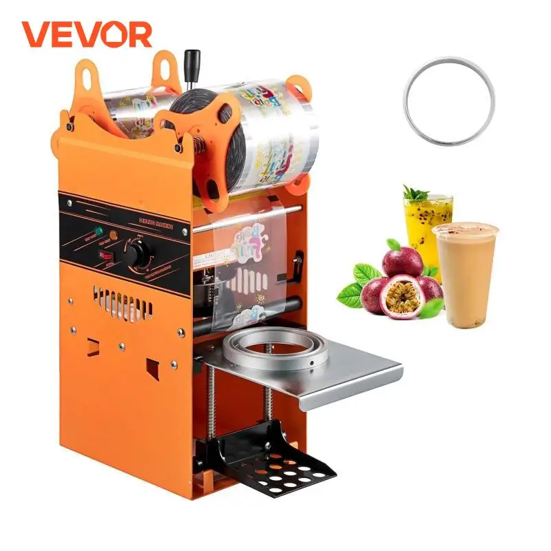 Vevor máquina manual de selagem de copos, 300-500 copos/hora, painel de controle preciso, resistente para 90/95mm de diâmetro, selador de copos de bebidas