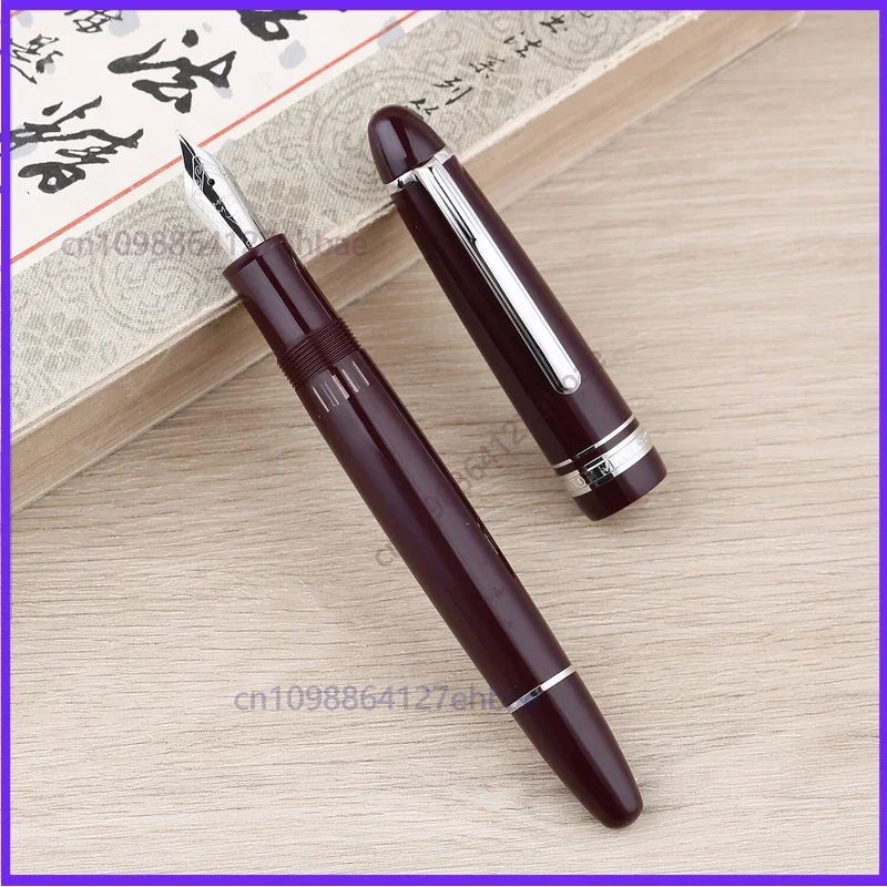 For MAJOHN P136 Red Piston Fountain Pen EF/F/M/Flat Size 20 Ink Window Writing Pen