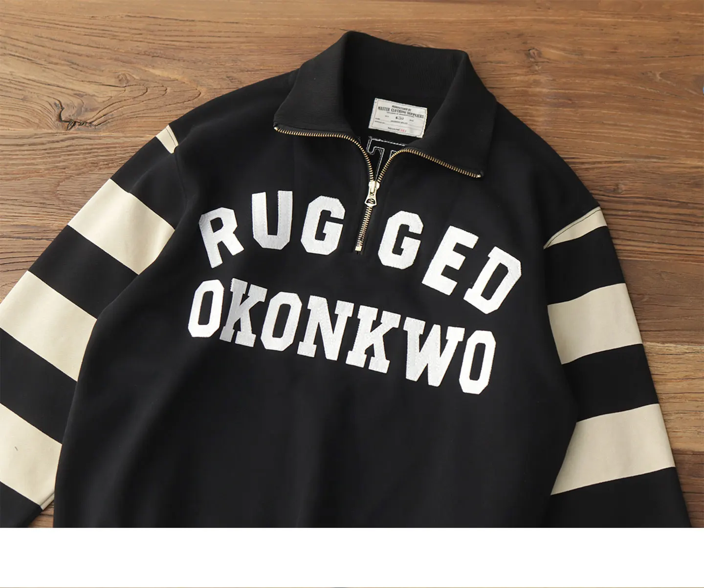 Autumn American Retro Heavyweight Half Open Collar Letter Printed Sweatshirts Men's Simple 100% Cotton Washed Loose Casual Coat