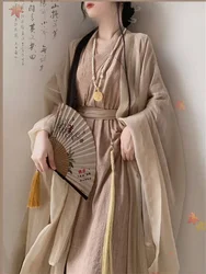 Solid Color Hanfu Robe Original large Sleeves Unisex Chinese Traditional Dress Cotton linen Chinese Ancient Cosply Costume