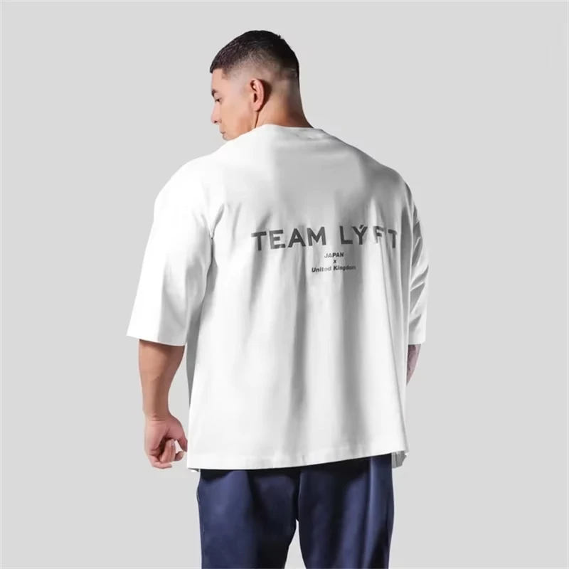 TEAM LYFT Brief Drucken Trainingsanzug Bequeme Baumwolle Casual Sportswear Männer GYM T-Shirt Oansatz Kurzarm Mann T-shirts Tops Tees