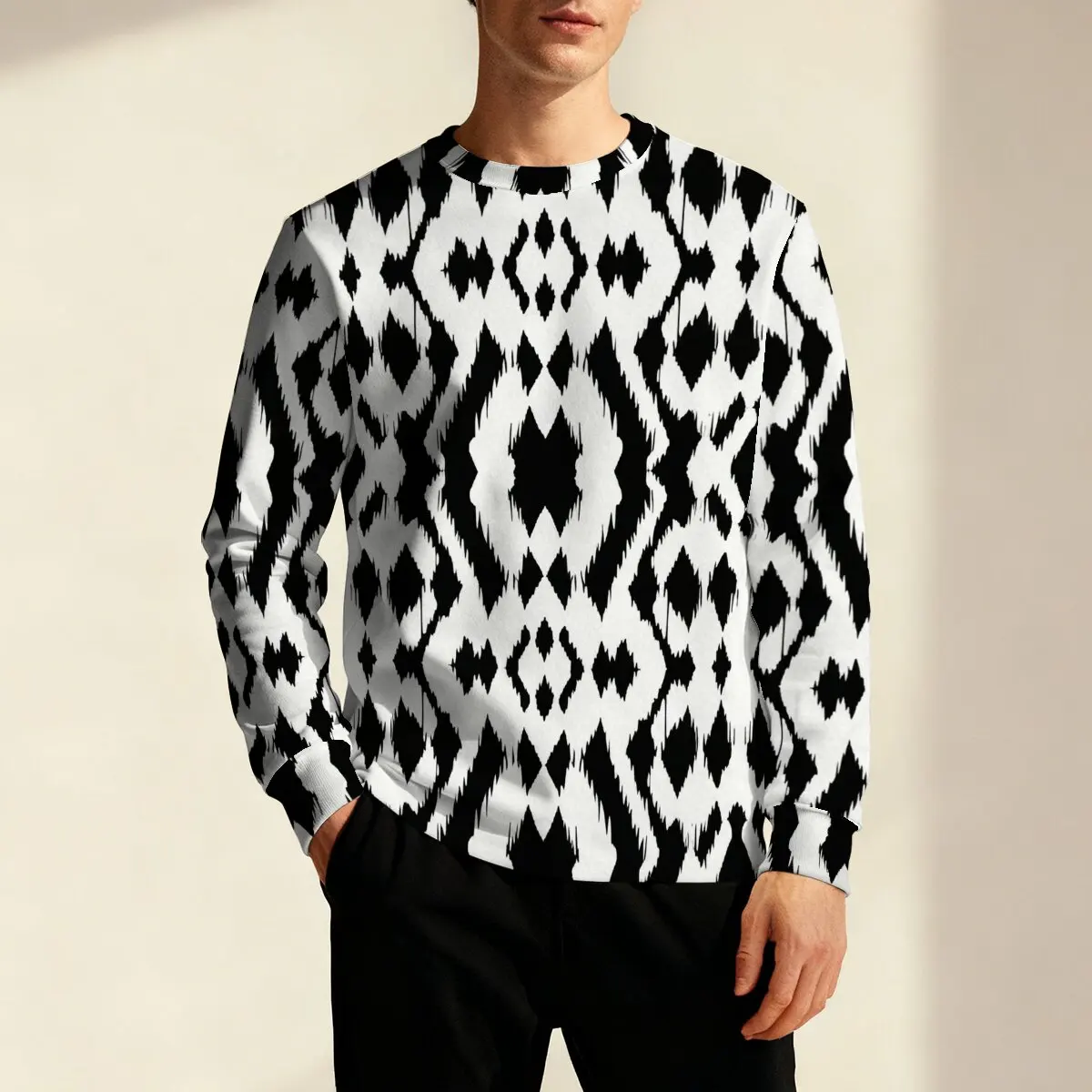 

Простая однотонная мужская толстовка с длинными рукавами и круглым вырезом для осени и зимы, модный и универсальный повседневный топ.