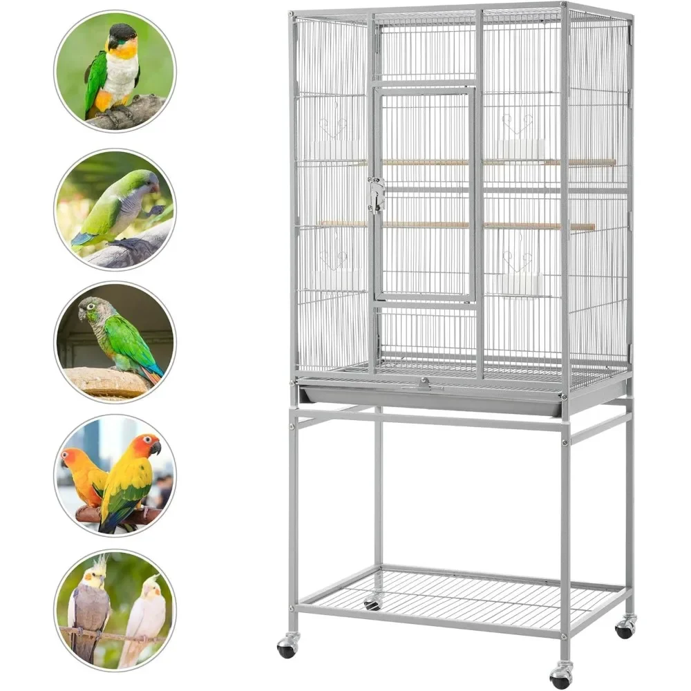 Metal Large Bird Cage Parrot Parakeet Cage w/Stand for Small Parrot Cockatiel Sun Parakeet Lovebird Budgie Finch Canary