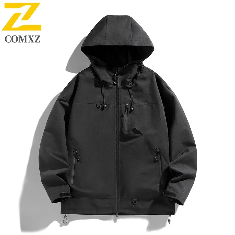 

COMXZ 2025 Мужская куртка, осенняя водонепроницаемая ветрозащитная рабочая одежда для рыбалки нахлыстом и велоспорта, куртки с капюшоном, минималистичное модное повседневное пальто