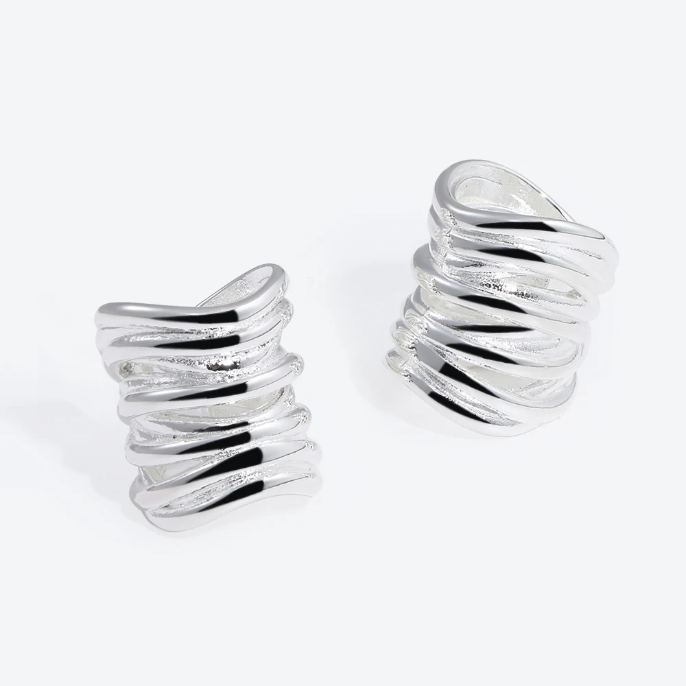 

Glossisland 925 silver plated stainless steel ladies Retro multi-layer wrapped ear clip Silver white trendy jewelry accessories