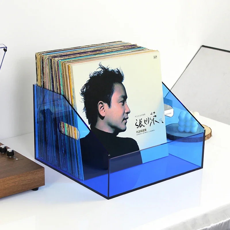 ‌Vinyl Record Storage Box, Clear Acrylic Display Stand for CDs, Creative Home Decor Shelf, Music Collectible Organizer view 4