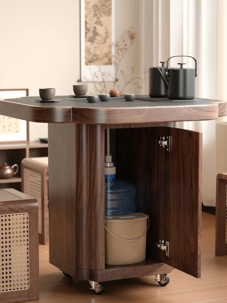 

Передвижной чайный столик из массива дерева, чайный шкаф для гостиной с небольшим квартирным балконом