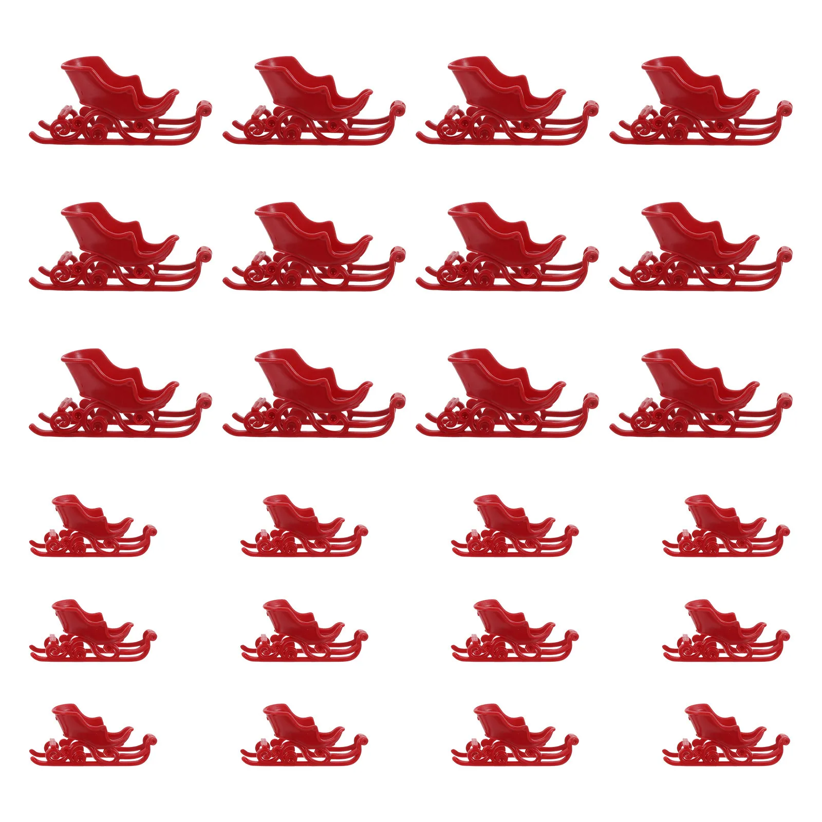 

24Pcs Christmas Mini Sleigh Red Plastic Snow Sled Ornaments Desktop Decor Xmas Centerpiece Festive Decoration Mini Sled