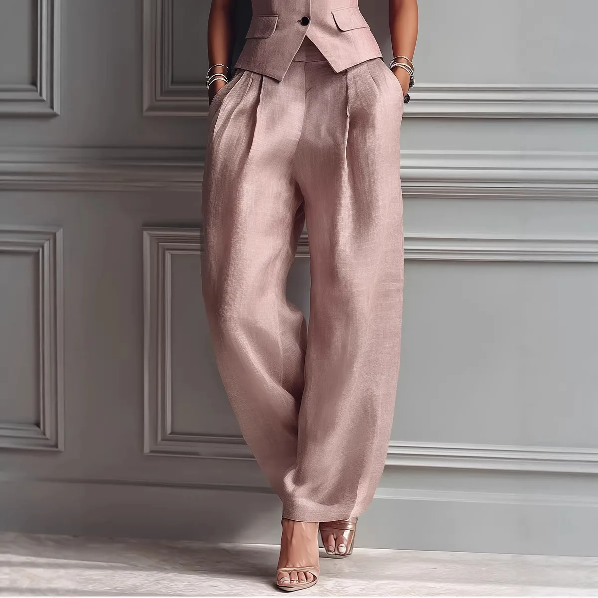 Sexy V Neck Vest Top 2 Piece Matching Set Women Summer Casual Tracksuit Jumpsuit Pants Playsuit