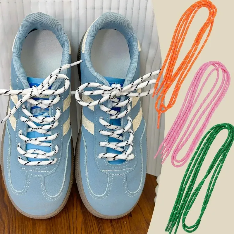 DIY Colorful Diagonal Dots Round Rope Shoelaces Coarse Weave Polyester Shoes Laces for Women Men Sports Casual Sneaker Shoes